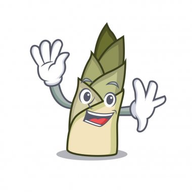 Bambu sürgün karakter karikatür sallayarak