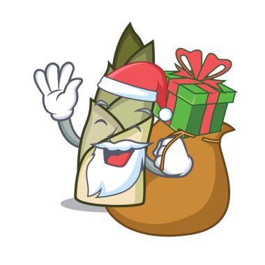 Noel Baba hediye bambu sürgün maskot karikatür ile