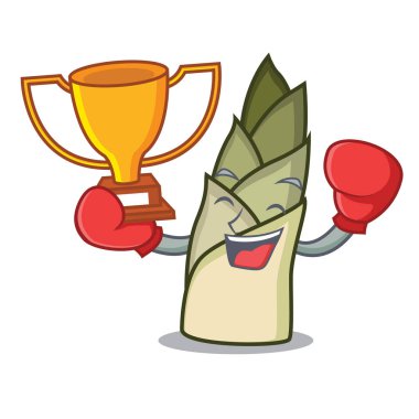 Boks şampiyonu bambu sürgün maskot çizgi film