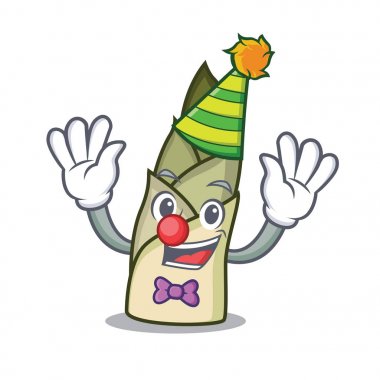 Palyaço bambu sürgün maskot çizgi film