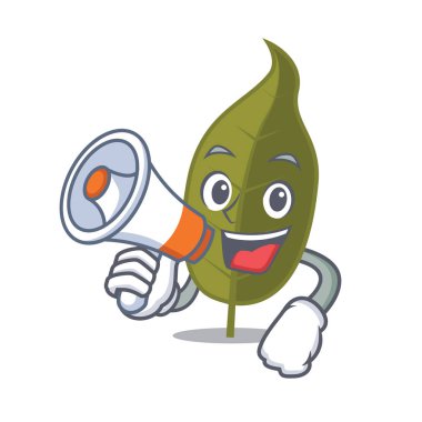 Megafon defne yaprağı karakter karikatür ile