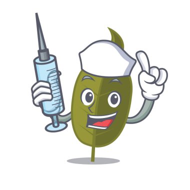 Hemşire defne yaprağı karakter karikatür