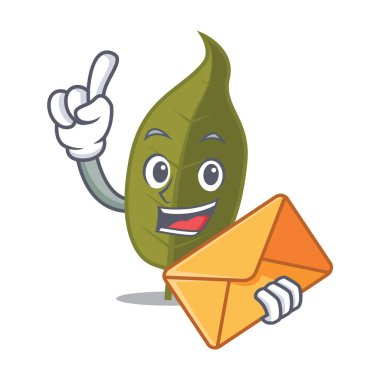 Zarf defne yaprağı karakter karikatür ile