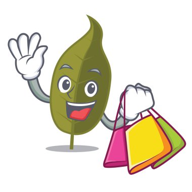 Defne yaprağı karakter karikatür alışveriş