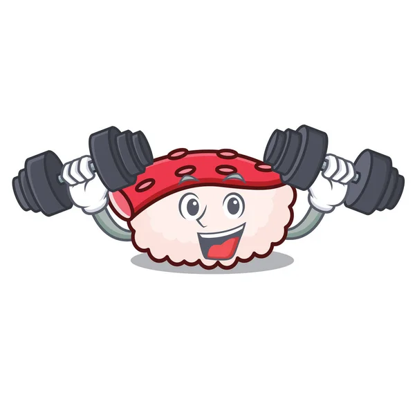 Fitness tako sushi personagem desenho animado — Vetor de Stock