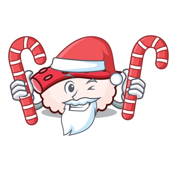 Santa con caramelo tako sushi mascota de dibujos animados — Archivo Imágenes Vectoriales