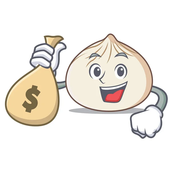 With money bag dimsum character cartoon style — Stock Vector