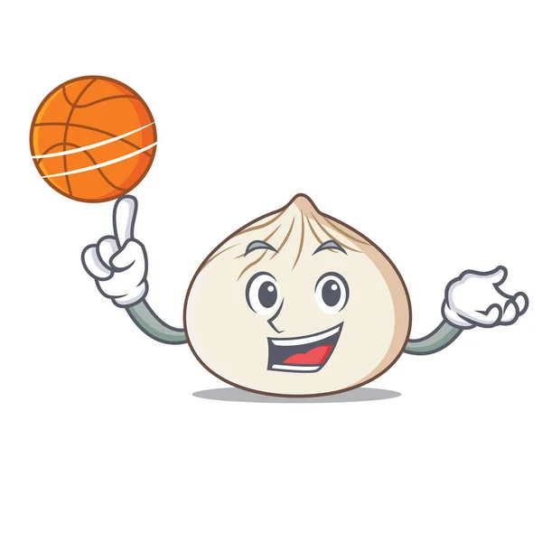 Con el estilo de dibujos animados personaje de baloncesto dimsum — Vector de stock