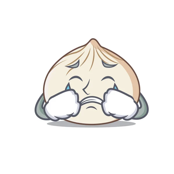 Crying dimsum mascot cartoon style — Stock Vector