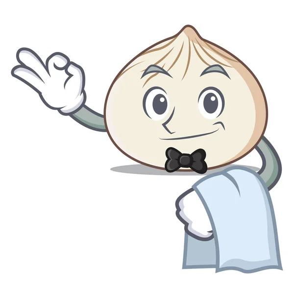 Waiter dimsum mascot cartoon style — Stock Vector