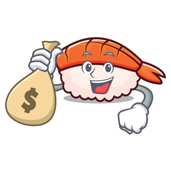 Dengan tas uang kartun sushi ebi karakter - Stok Vektor
