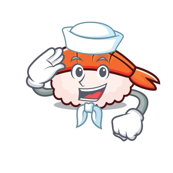 Sailor ebi sushi karakter kartun - Stok Vektor