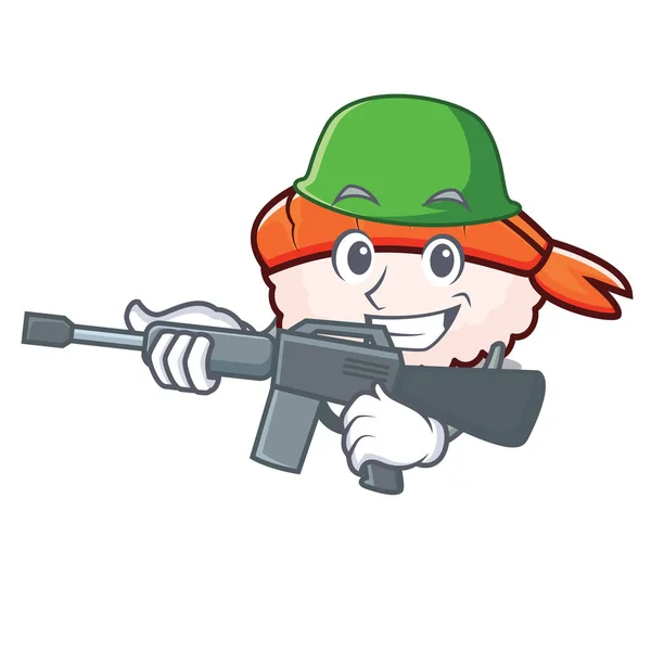 Armee ebi Sushi-Charakter Cartoon — Stockvektor