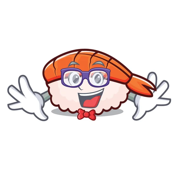 Geek ebi sushi karakter tegneserie – Stock-vektor