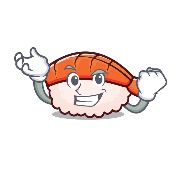 Kartun karakter sushi ebi yang sukses - Stok Vektor