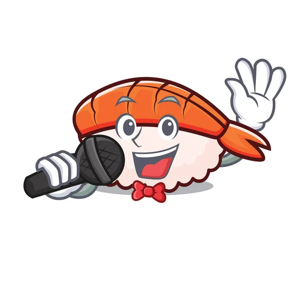 Menyanyikan kartun maskot sushi ebi - Stok Vektor