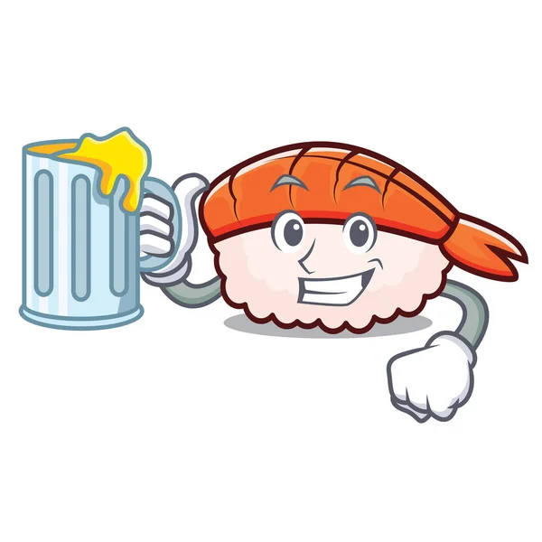 Jugo ebi sushi mascota de dibujos animados — Vector de stock