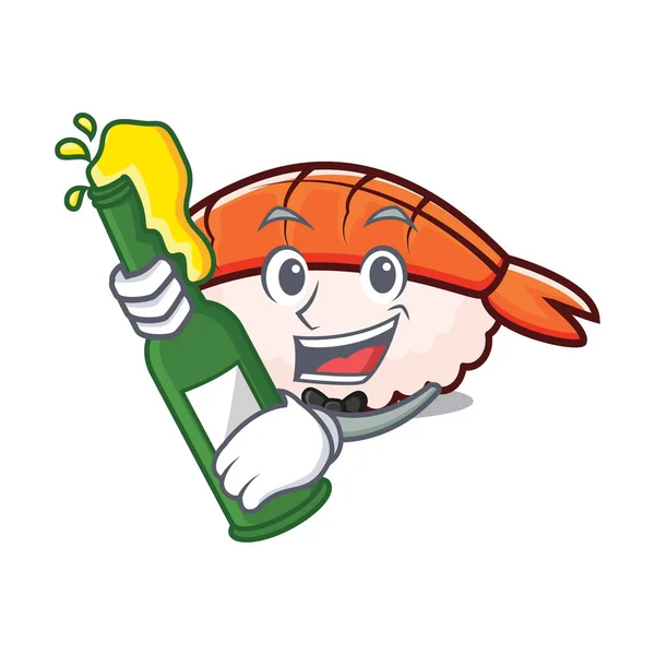 Beer ebi sushi maskot kartun - Stok Vektor