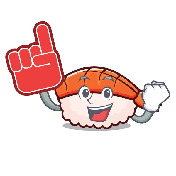 Foam finger ebi sushi maskot - Stok Vektor