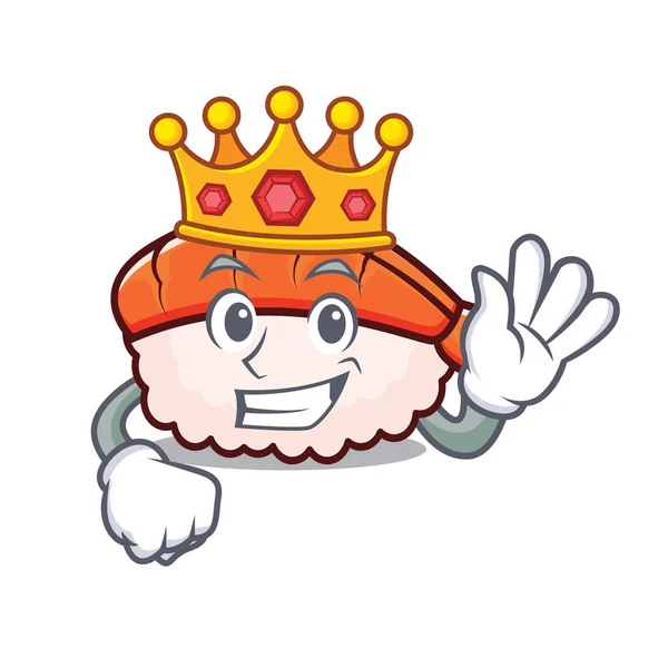 King ebi sushi maskot kartun - Stok Vektor