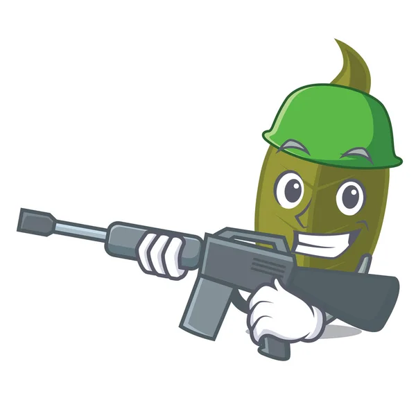 Ejército hoja de laurel personaje de dibujos animados — Vector de stock