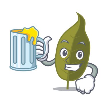 Suyu defne yaprağı maskot karikatür ile