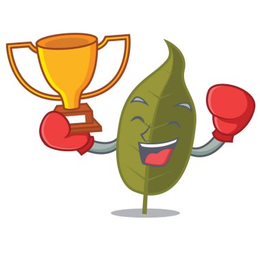 Boks şampiyonu defne yaprağı maskot çizgi film