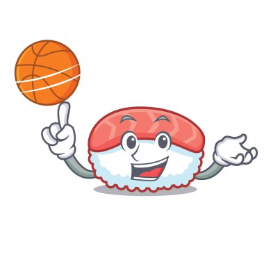 Basketbol suşi somon karakter karikatür ile