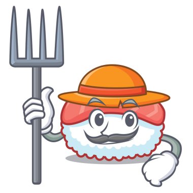 Çiftçi suşi somon karakter karikatür