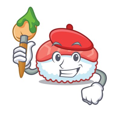 Sanatçı suşi somon karakter karikatür