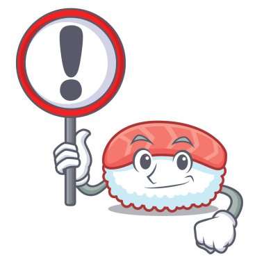 İşareti suşi somon karakter karikatür ile