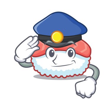 Polis suşi somon karakter karikatür