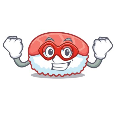 Süper kahraman suşi somon karakter karikatür