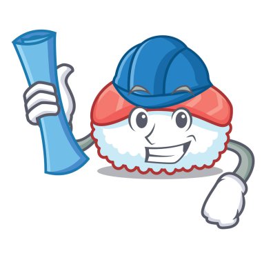 Mimar suşi somon karakter karikatür