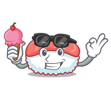 Dondurma serin suşi somon karakter karikatür ile