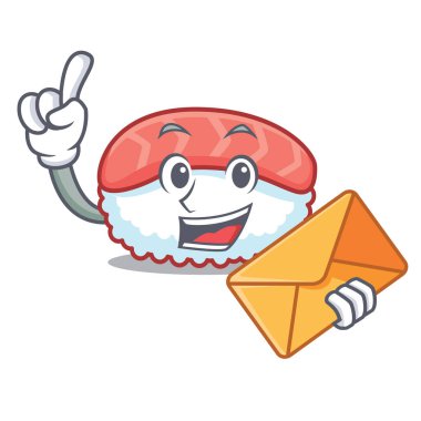 Zarf suşi somon karakter karikatür ile