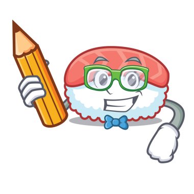 Öğrenci suşi somon karakter karikatür