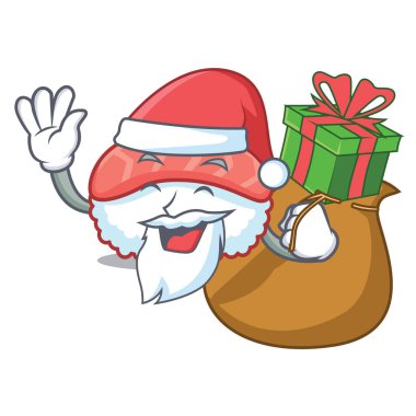 Noel Baba hediye suşi somon maskot karikatür ile