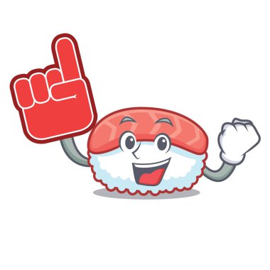 Köpük parmak suşi somon maskot çizgi film