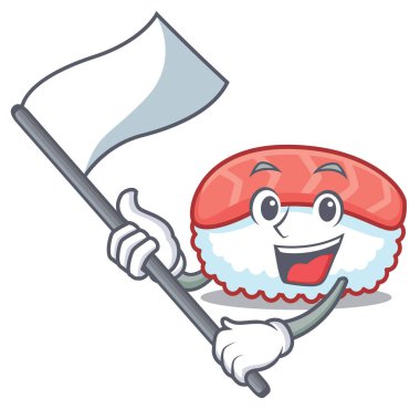 Bayrak suşi somon maskot karikatür ile