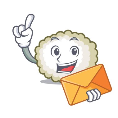 Zarf pamuk topu karakter karikatür ile