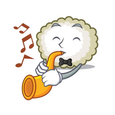 Trompet pamuk topu maskot karikatür ile