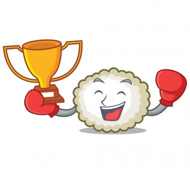 Boks şampiyonu pamuk topu maskot çizgi film