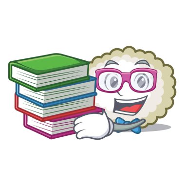 Öğrenci kitap pamuk topu maskot karikatür ile