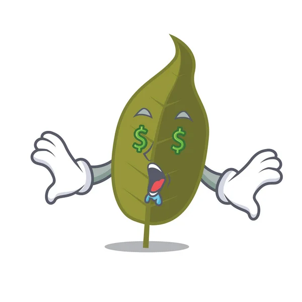 Ojo de dinero hoja de laurel mascota de dibujos animados — Vector de stock