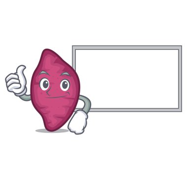 Başparmak yukarıya kurulu tatlı patates karakter karikatür ile