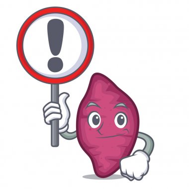 İşareti tatlı patates karakter karikatür ile