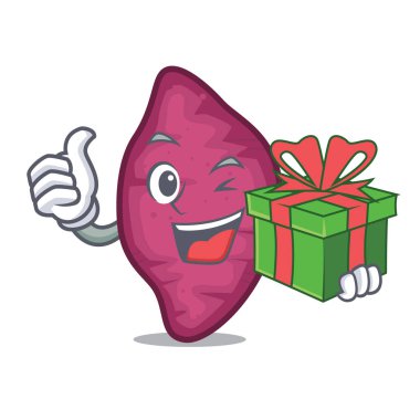 Hediye tatlı patates maskot karikatür ile