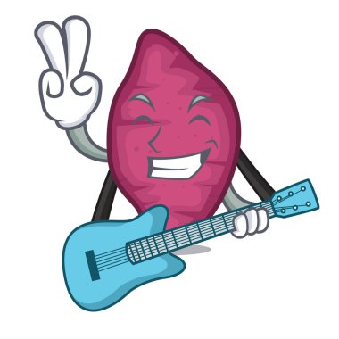 Gitar tatlı patates maskot karikatür ile