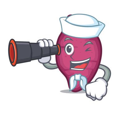 Denizci dürbün tatlı patates maskot karikatür ile